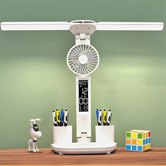 Lampe-bureau-double-tete-LED-modulable-orientabe-Porte-Stylo
