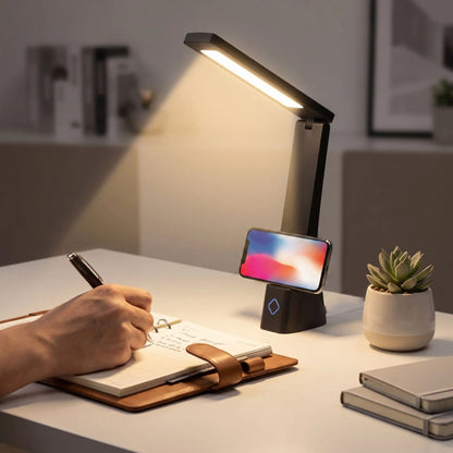 lampe de bureau led sans fil avec support telephone eclaire bureau