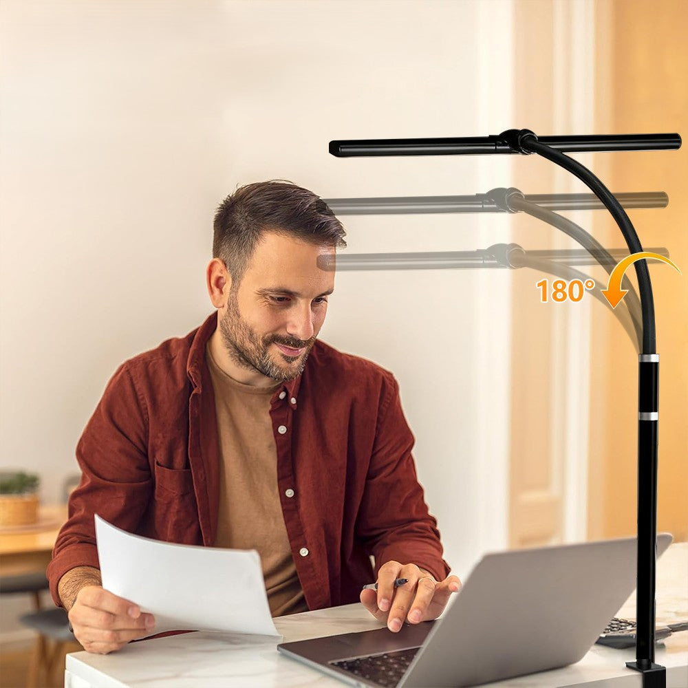 lampe de bureau led bras flexible ajuste hauteur lumiere