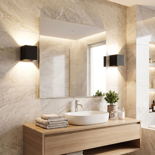 applique salle de bain noire bidirectionnelle design contemporain