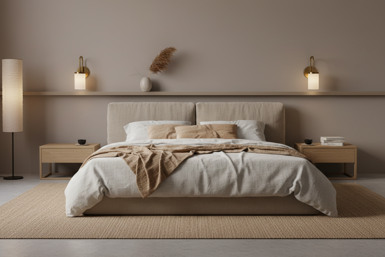 chambre japandi avec appliques murales lumiere ambiance luminaire decoratif lampe design