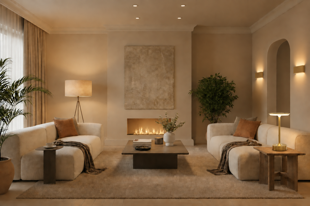 interieur cosy harmonieux avec lumiere pensee pour confort et bien-etre