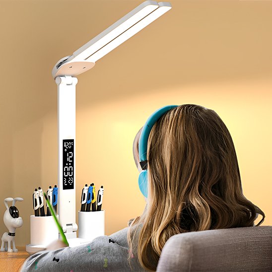 lampe bureau double tete LED-protege yeux enfant etudiant 