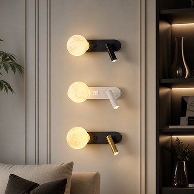 Lampe murale avec interrupteur led couleur noir blanc noir et doré